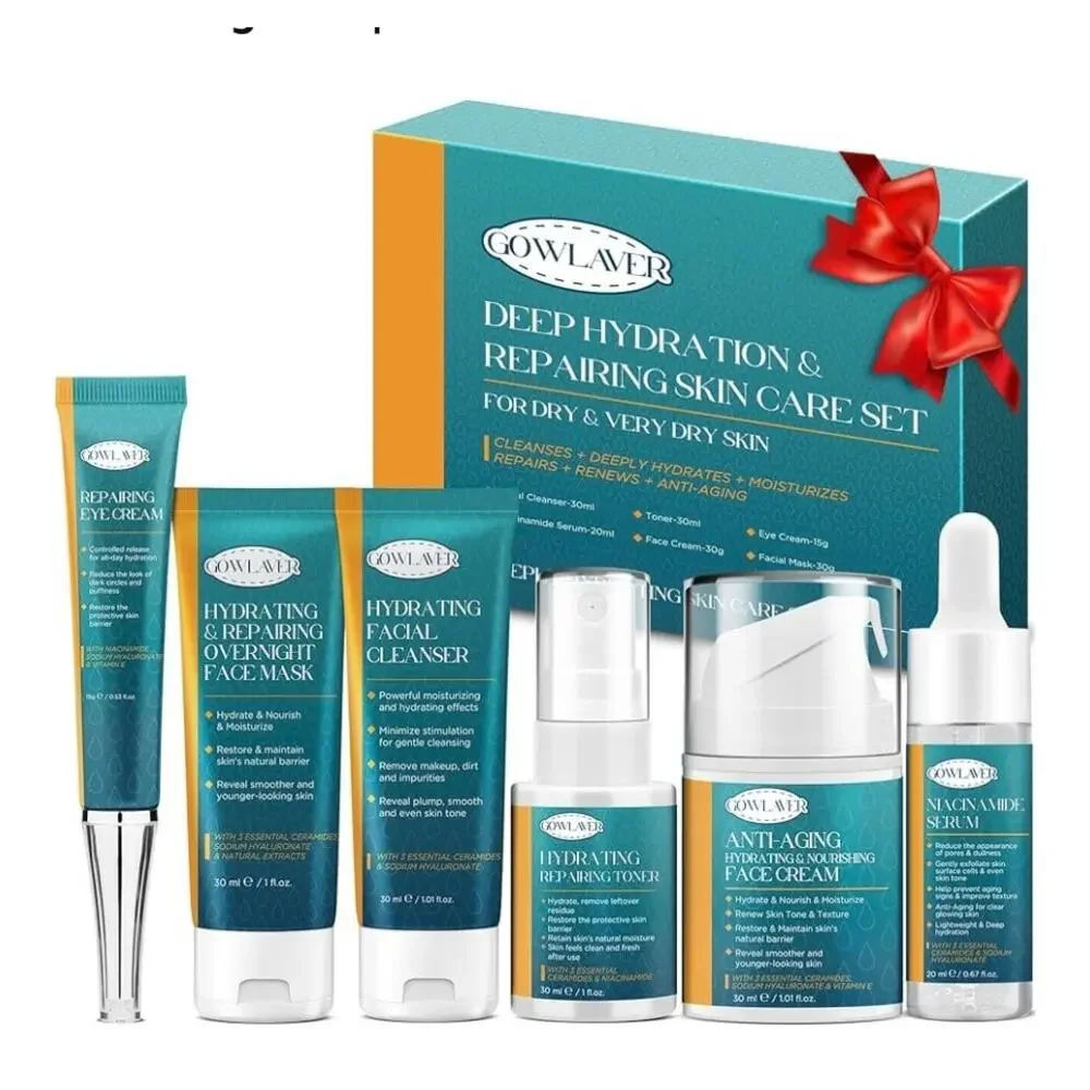 NEW Gowlaver Deep Hydration Repairing Skin Care Set | 6-Piece Kit | Gift Travel‎